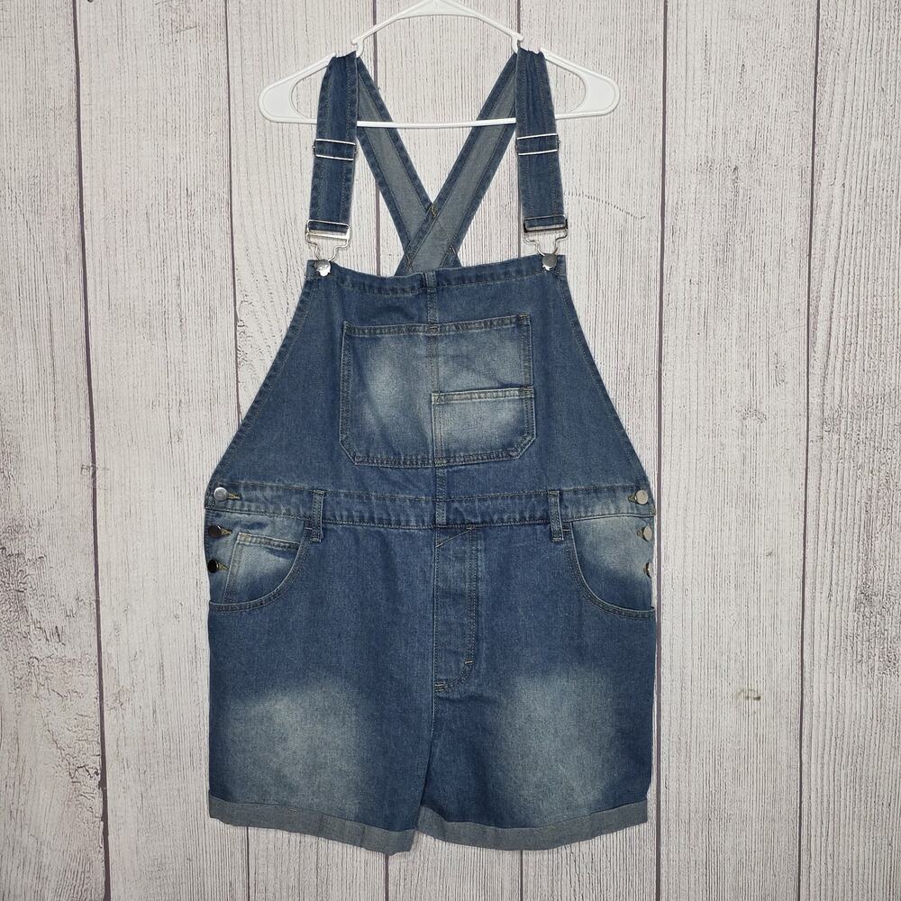 Plus Size Denim Overall Shorts XXL Adjustable Bib Dungarees Blue Jean Romper
